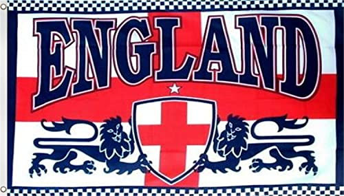 Fahne mit zwei Metallösen zur Befestigung - Größe 90 x 150 cm Farbe England mit Wappen