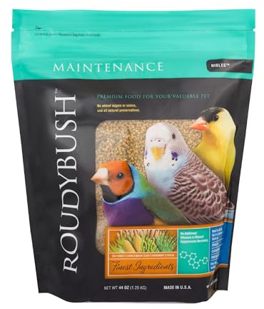RoudyBush Daily Maintenance Food for Birds - Scientifically Formulated Bird Feed - Bird Food Pellets w/Corn, Wheat, Soy & More - Nutritious & Healthy Feed for Birds (Nibles, 44oz)