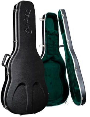 Martin Molded Hardshell Case – Dreadnought 14-Fret | Black Exterior with Plush Dark Green Interior | Form-Fit Protection with Locking Hardware