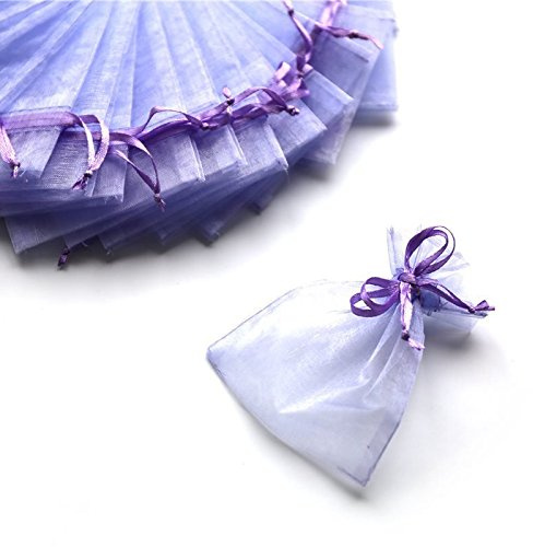 C.X.Y. 100 Sacchetti Organza 7 * 9cm Confetti Bomboniera Regalo (Lilla)