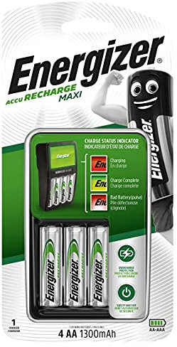 Energizer Accu Recharge Maxi Charger for NiMH Rechargeable AA and AAA Batteries