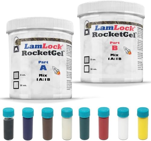 LamLock RocketGel - Kit profesional de 25 minutos de epoxi para encimera de granito, azulejos y cuarzo, reparación de grietas de azulejos, astillas y rellenos de lechada epoxi