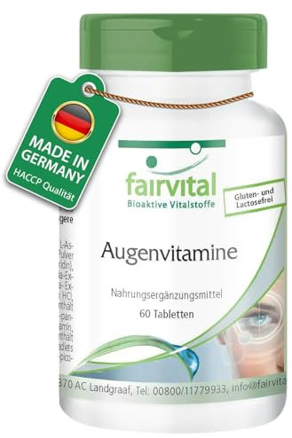 Fairvital | Augenvitamine - 60 Tabletten - speziell für die Augen entwickelt - Multivitamin Komplex mit Lutein, Zeaxanthin u.v.m.