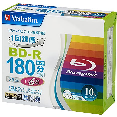Verbatim 25GB 6x Speed BD-R Blu-ray Recordable Disk 10 Pack in Jewel Cases Ink-jet printable (japan import)