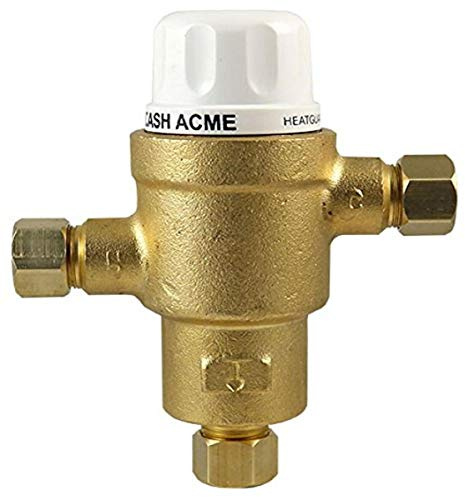 Cash Acme 3/8 Inch HG145 Thermostatic Mixing Valve with Compression Connections and Integral Checks, Brass Plumbing Fitting, 24524