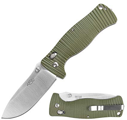Ganzo G720-GR Tactical Folding Knife Window Breaker 440C Blade Army Green G10 Handle w/Paper Box & Draw String Bag G720