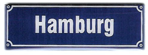 Deko-Magnet Hamburg, Kühlschrank-Magnet in Straßenschild-Optik, Souvenir, ca. 7,5 x 2,5 cm