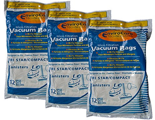 EnviroCare Replacement Micro Filtration Vacuum Cleaner Bags designed to fit TriStar Compact, Miracle Mate, Airstorm, Patriot, MG1, MG2, Tristar EXL Vacuums. 36 Pack