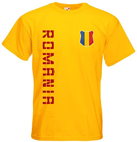 Rumänien T-Shirt Name Nummer Romania Fanshirt Trikot EM WM Gelb XXL