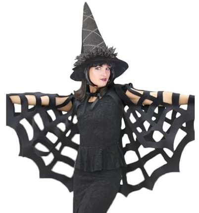 Generique - Spinnennetz-Umhang für Halloween Kostümzubehör schwarz - Schwarz