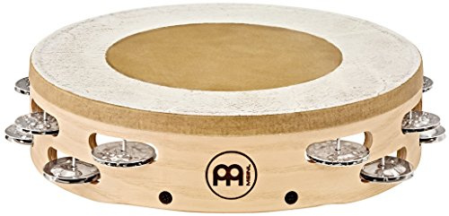 Meinl Percussion Artisan Headed Tambourine - 2-reihiges Tamburin - Mit Kalbsfell - Durchmesser 10 Zoll - Ahorn / Stahl, Natur (AE-ATAH2S)