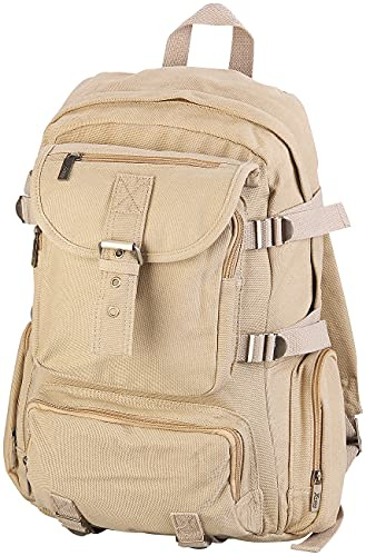 Xcase Rucksack zum Schnüren: Geräumiger Canvas-Rucksack mit Fach bis Notebook bis 16 (Outdoorrucksack, Militär, Foto)