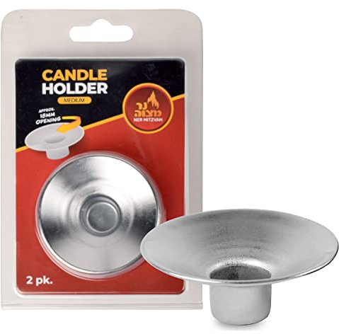Reusable Metal Candlestick Liners and Drip Guards - Medium Nickel Plated Candle Holder Protector Bobeches - Silver - 2 Pack