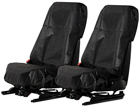 L&P Car Design GmbH A079 2 Stück Sitzschoner Werkstattschoner Sitzbezug Schonbezug wasserabweisend pflegeleicht robust langlebig aus Stoff in Schwarz (2 Stück Stoff Schwarz)