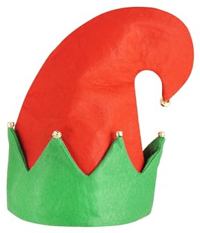HENBRANDT 1 x Adult Elf Hat with Bells Red and Green Felt Elves Hat Christmas Novelty Gift Xmas Party Hats Jingle Bells Elf Fancy Dress Costume Accessories for Men and Women