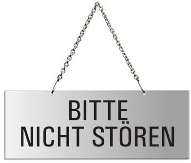 Hängeschild Bitte nicht stören 175x65 mm Aluminium silber-matt eloxiert Text einseitig Metallkette Nr.31022-E