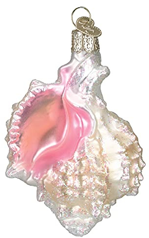 Old World Christmas Ornaments: Beach Shells Glass Blown Ornaments for Christmas Tree, Mexican Seashell