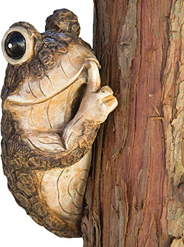 Bits and Pieces Keep Quiet Frog Tree Peeker - Adorable Tree Sculpture - Garden Decoration - Yard Art