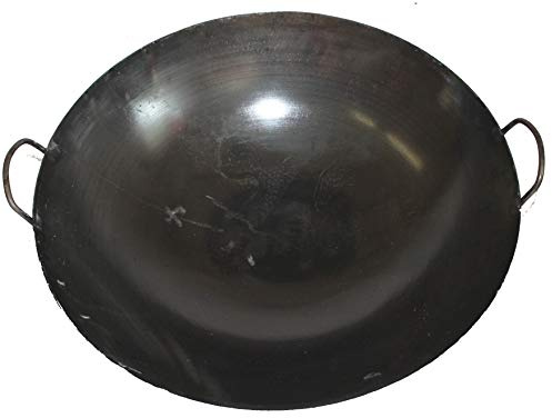 Asia Art Factory AAF Nommel ® Wok Ölwanne ca. 65 cm Durchmesser mit 2 Griffen/Henkeln mit rundem Boden für Gas, Gastronomie