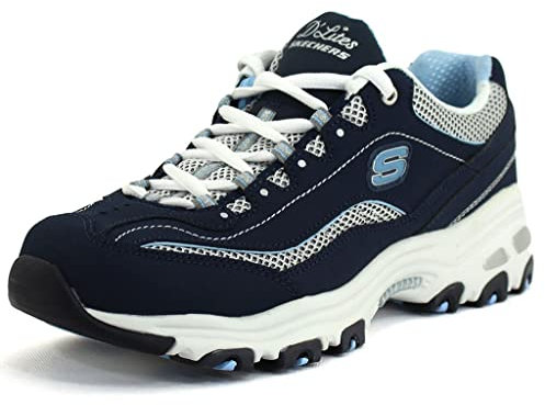 Skechers Women's D'lites biggest Fan Fashion Sneaker, Navy and White, 4 UK