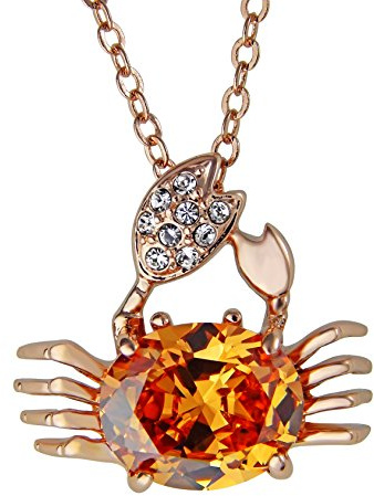 Hanessa Damen-Schmuck Krebs Sternzeichen Strass-Steine Halskette Rose-Gold Vergoldet Geschenk zu Weihnachten für die Frau/Freundin