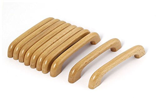 Sourcingmap Cupboard Door Drawer Hardware M4 Thread Hole Wood Pull Handles Beige for Dresser Drawer Wardrobe 10 Pcs