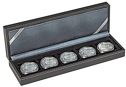 LINDNER Das Original NERA Münzkassette S mit 5 quadratischen Fächern für Münzen/Münzkapseln bis Außen-Ø 40 mm