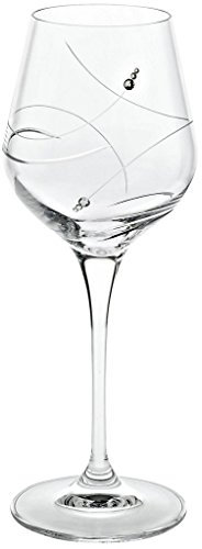 CRISTALICA Weißweinglas Trinkbecher Kelch Becher Trinkglas Trinkkelch Wasserglas Weinkelch Goblet Diamonds 310 ml Filigraner Schliff mit Glitzersteinen Besetzt