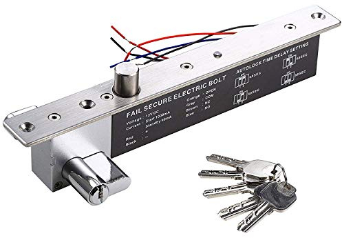 UHPPOTE Elektrische Fallbolzenschloss mit Schlüssel-Notöffnung 12VDC | Fail Secure NO-Modus mit Schließzylinder & Zeitverzögerungsfunktion