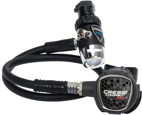 Cressi Erwachsene Atemregler Mc9-sc Compact Pro - Din 300, Schwarz/Silber, HX782100