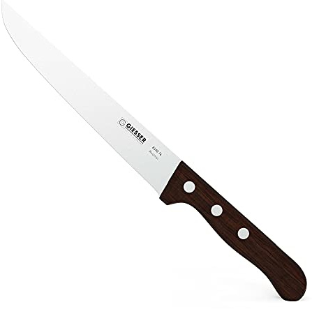 Giesser since 1776 - Made in Germany - Coltello universal con manico in legno antiscivolo Kotibe, 16 cm, inossidabile, coltello da cucina affilato e rivettato