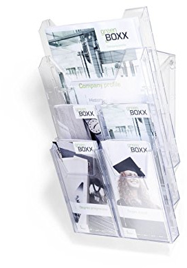 Durable Prospektspender-System Combiboxx Pro, für DIN A4 und 1/3 A4 Formate, für Tisch- und Wandanwendung, transparent, 861319