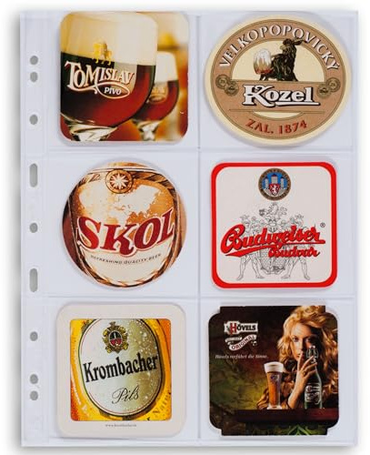 Leuchtturm 316604 Grande Kunststoffhüllen - mit 6 Taschenhüllen 10,6 x 9,8 cm für Bierdeckel, 5er-Pack, 24,2 x 31,2 cm, weichmacherfrei
