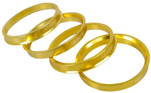 HASKYY 4X Eloxierte Aluminium Zentrierringe 72.6-65.1 aus Alu // Aluminium für viele Autohersteller, in diversen Größen farblich zur Auswahl- GELB