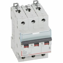 408061 Disjoncteur Tripolaire 25a - 3p Courbe D - 6/10ka - à Vis - Legrand Dx3