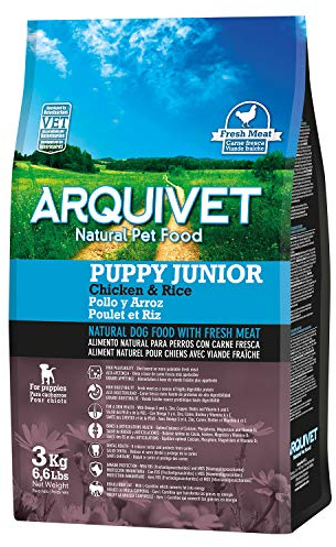 Arquivet 1001 Cibo Naturale per Cuccioli-Puppy Junior Pollo e Riso, Applica, 3 kg (Paquete de 1), 3000 unità