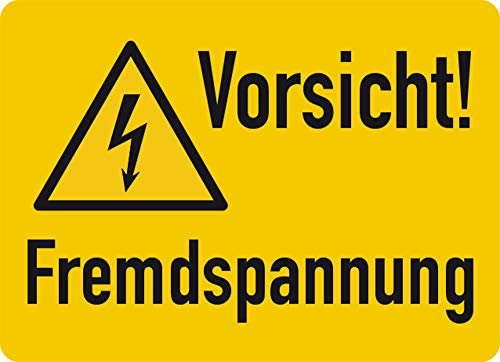 LEMAX® Aufkleber Warnschild, Vorsicht! Fremdspannung, ISO 7010 Folie selbstklebend 52x37mm 500 Stk.