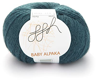 ggh Baby Alpaka Farbe - 100% Schurwolle (Baby Alpaka Wolle) - Alpakawolle zum Stricken oder Häkeln | Farbe 032 - Tiefes Blaugrün