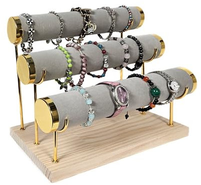 Yudu 3 smyckeshållare smyckeshållare för klockor armband Kunstleder Weiss
