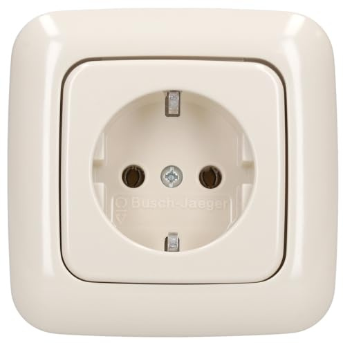 Busch-Jaeger Busch-Duro 2000 SI SCHUKO Steckdosen Set + Rahmen Cremeweiß | 1× 20 EUC-212 SCHUKO Steckdose + 1× 2511-212 Abdeckrahmen 1-fach