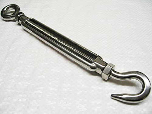 M10 15MM Eye Stainless Steel Turnbuckle Hook Eye - 10MM Straining Screw Barrel Open Body Strainer
