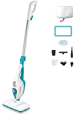 Polti Vaporetto SV205 Escoba Doble función con Limpiador portátil Integrado, autonomía de Vapor ilimitada, Lista en 30 Segundos, 9 Accesorios en dotación, 1300 W, Blanco y Azul