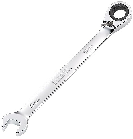 Draper 51973 Hi-Torq - Llave combinada de trinquete reversible métrica, 10 mm, azul
