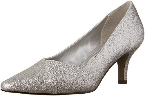 Easy Street womens Chiffon Pumps, Silver Glitter, 9 Wide US