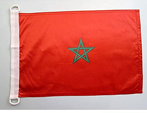 AZ FLAG - Drapeau Maroc - 45x30 cm - Pavillon Nautique Marocain Spécial Bateau Et Extérieur En Maille Bloquée Avec Anneaux Plastiques Intégrés - 30g
