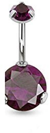 Paula & Fritz® Bauch-nabelpiercing Chirurgenstahl Kristall Zirkonia Silber Rot-Lila Banane Bauch-Piercing Bananabell Nabel-Piercing