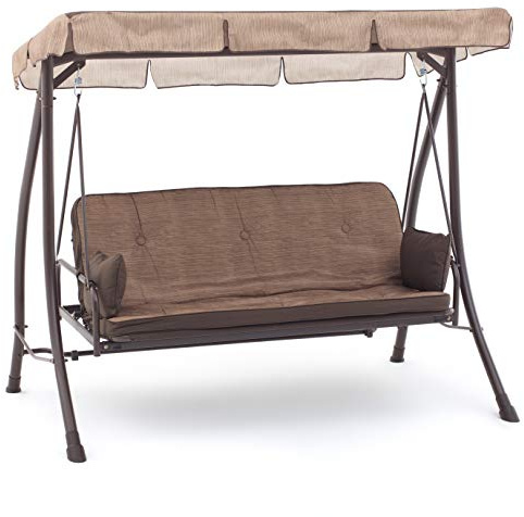 My_garden Bali Dondolo, 3 Posti Large, Funzione Reclinabile Letto, Beige