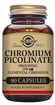 Solgar Chromium Picolinate Suplemento Alimenticio que Mantiene el Nivel de Glucosa en Sangre con Cromo para Hombre y Mujer, 90 Cápsulas