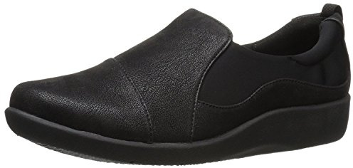 Clarks womens Sillian Paz Slip On Loafer, Black Synthetic Nubuck, 7.5 US