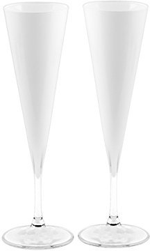 H&H 44305 44305 V-Line Flûte 2 Calici Vetro, Bianco, Rosso, 2 unità